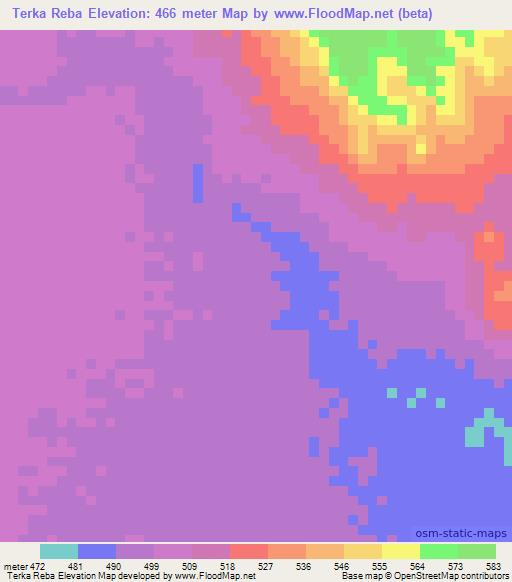 Terka Reba,Ethiopia Elevation Map