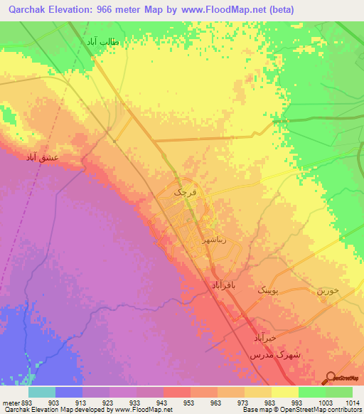 Qarchak,Iran Elevation Map