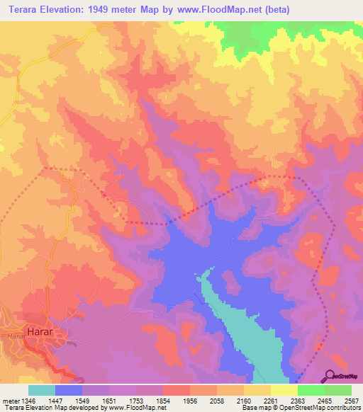 Terara,Ethiopia Elevation Map