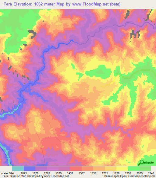 Tera,Ethiopia Elevation Map