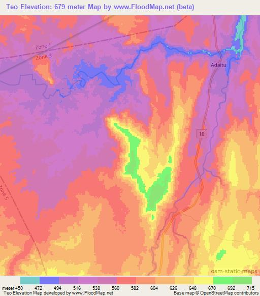 Teo,Ethiopia Elevation Map