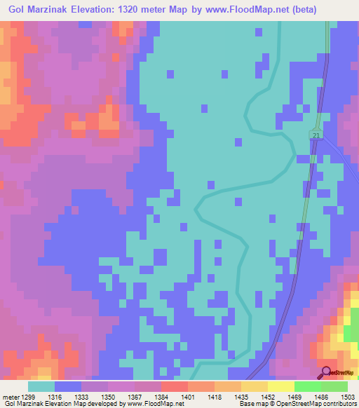 Gol Marzinak,Iran Elevation Map