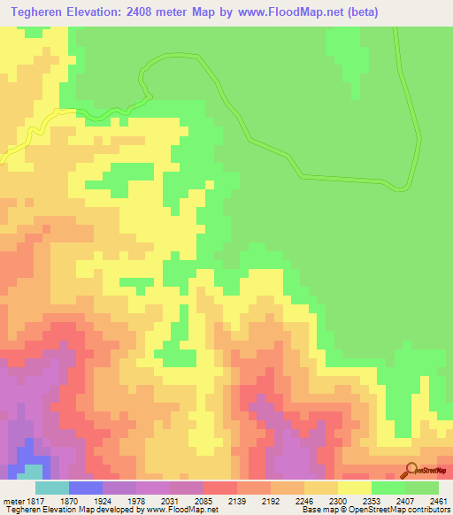 Tegheren,Eritrea Elevation Map