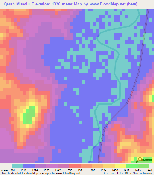 Qareh Musalu,Iran Elevation Map