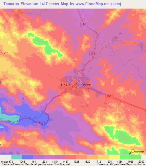 Tantarua,Eritrea Elevation Map