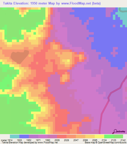 Takita,Eritrea Elevation Map