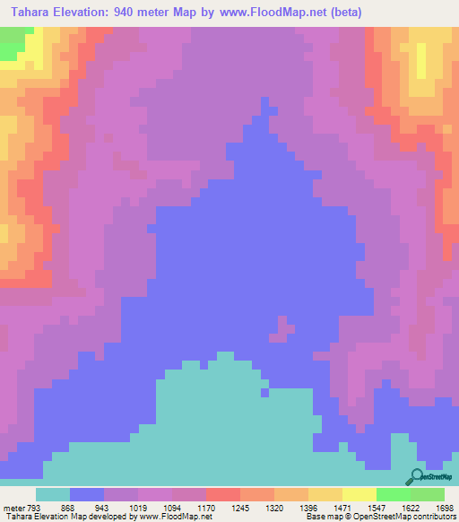 Tahara,Eritrea Elevation Map