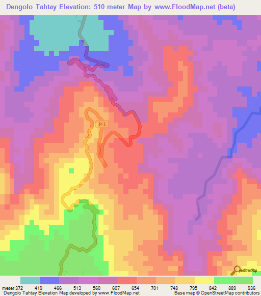 Dengolo Tahtay,Eritrea Elevation Map