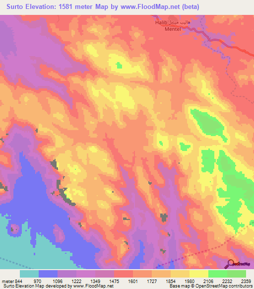 Surto,Eritrea Elevation Map