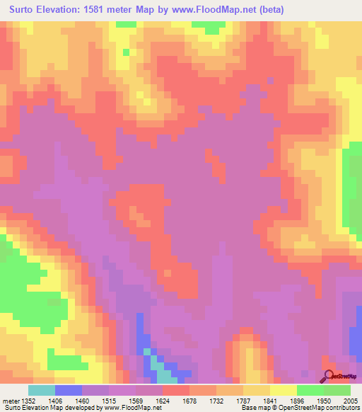 Surto,Eritrea Elevation Map