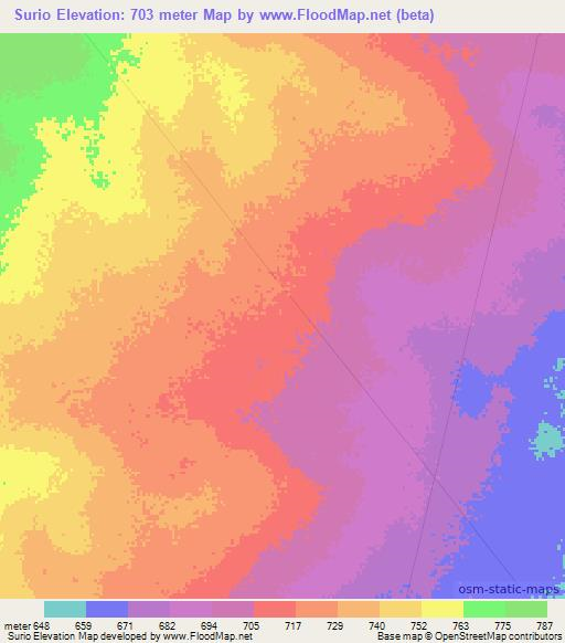 Surio,Ethiopia Elevation Map