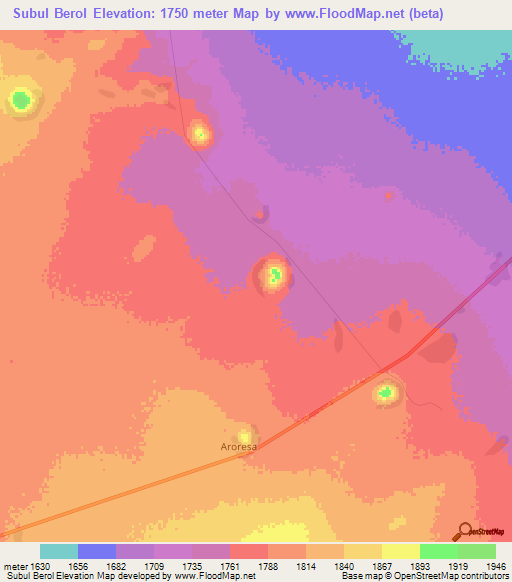 Subul Berol,Ethiopia Elevation Map