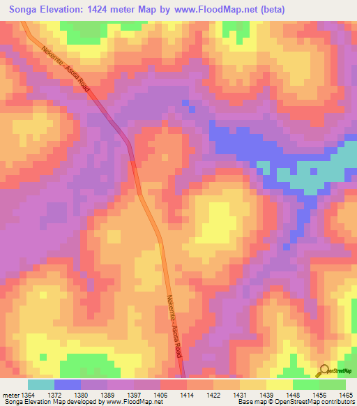 Songa,Ethiopia Elevation Map