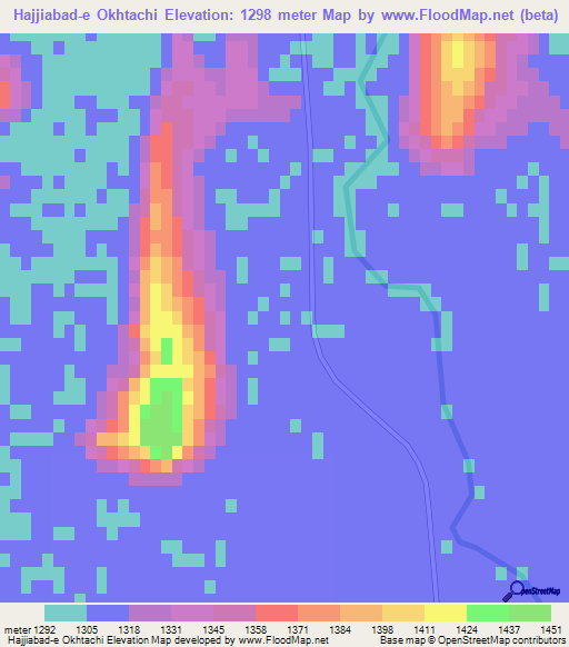 Hajjiabad-e Okhtachi,Iran Elevation Map