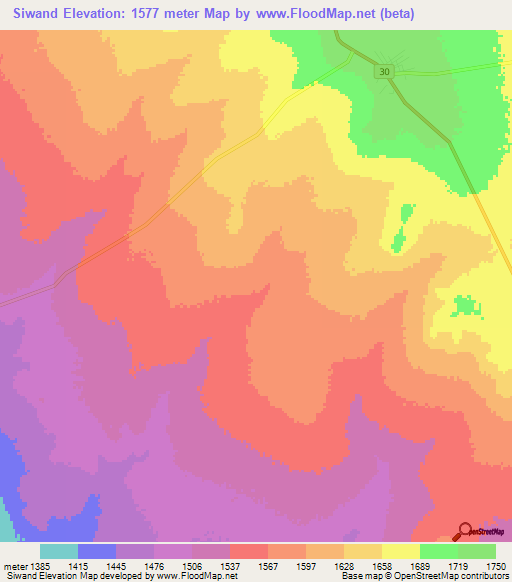 Siwand,Ethiopia Elevation Map