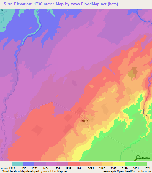 Sirre,Ethiopia Elevation Map