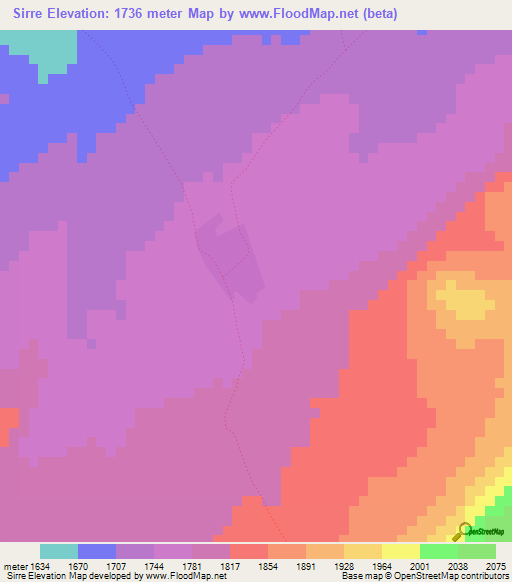 Sirre,Ethiopia Elevation Map