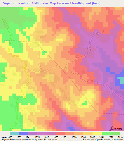 Sigicha,Ethiopia Elevation Map