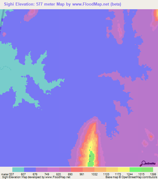 Sighi,Ethiopia Elevation Map