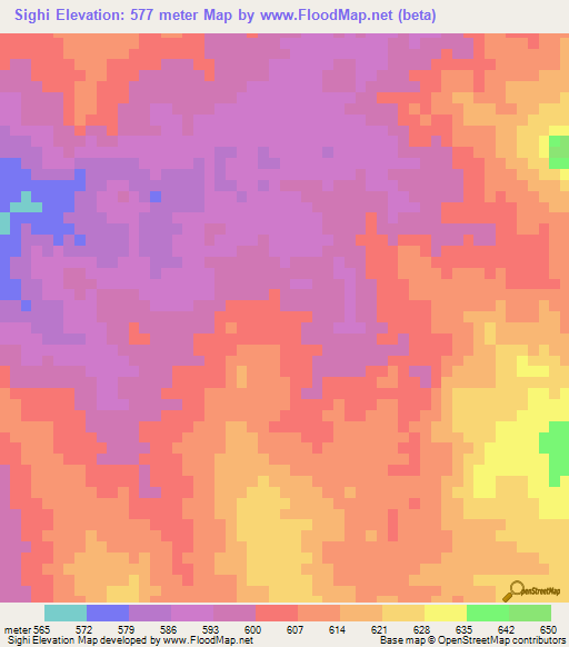 Sighi,Ethiopia Elevation Map