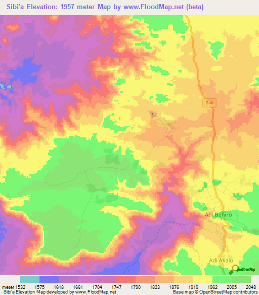 Sibi'a,Eritrea Elevation Map
