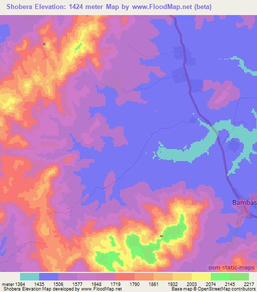 Shobera,Ethiopia Elevation Map