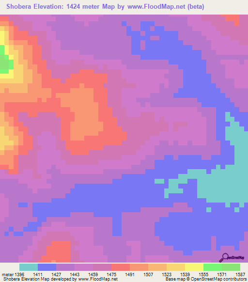Shobera,Ethiopia Elevation Map