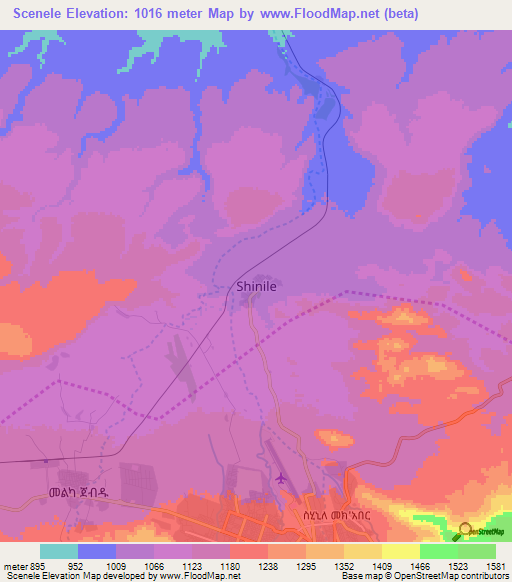 Scenele,Ethiopia Elevation Map