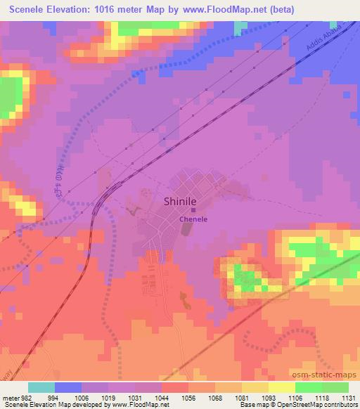 Scenele,Ethiopia Elevation Map