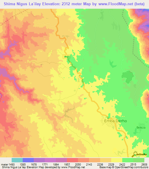 Shima Nigus La`ilay,Eritrea Elevation Map