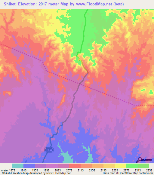 Shiketi,Eritrea Elevation Map