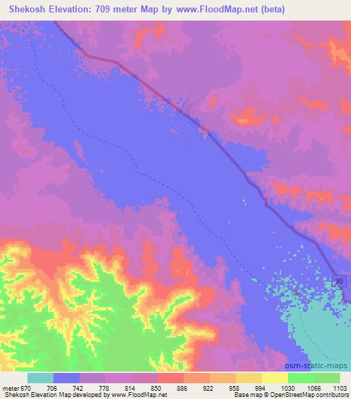 Shekosh,Ethiopia Elevation Map
