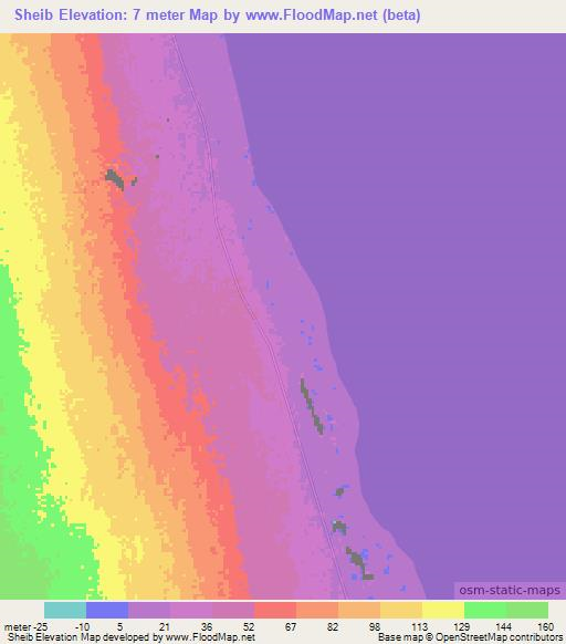 Sheib,Eritrea Elevation Map