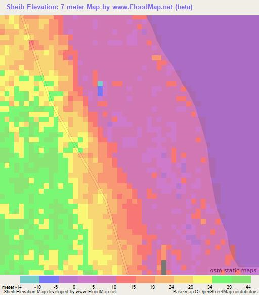 Sheib,Eritrea Elevation Map