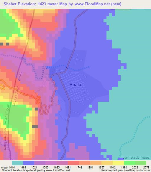 Shehet,Ethiopia Elevation Map