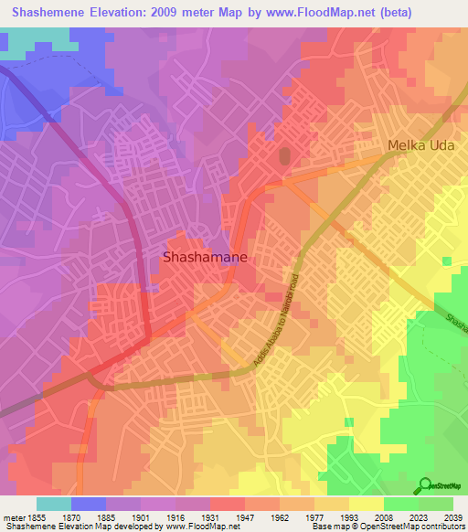 Shashemene,Ethiopia Elevation Map