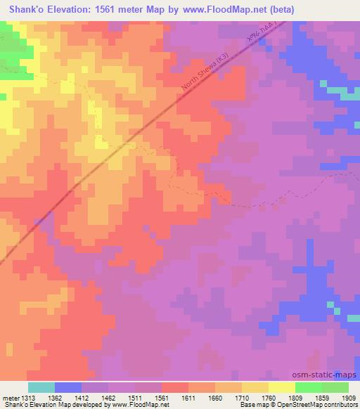 Shank'o,Ethiopia Elevation Map