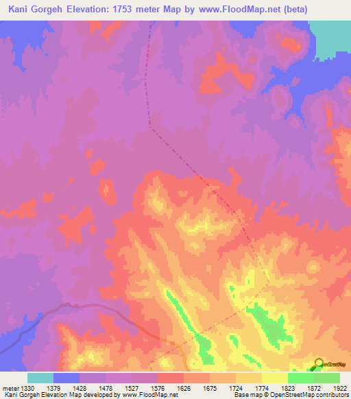 Kani Gorgeh,Iran Elevation Map