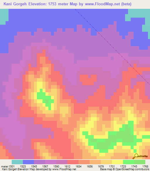 Kani Gorgeh,Iran Elevation Map