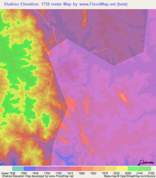 Shakiso,Ethiopia Elevation Map