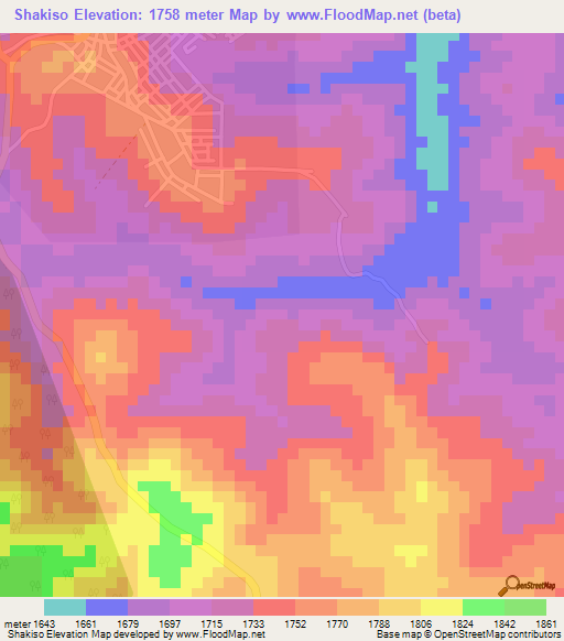 Shakiso,Ethiopia Elevation Map