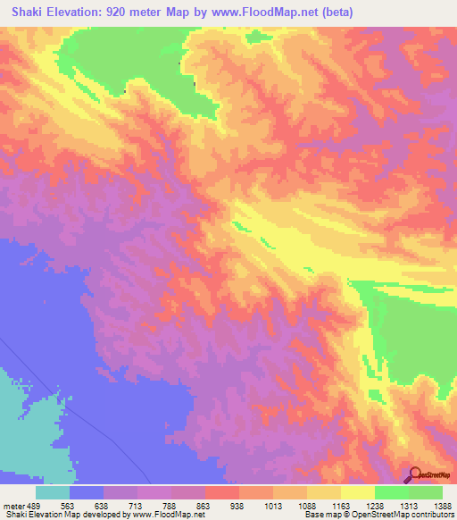 Shaki,Ethiopia Elevation Map