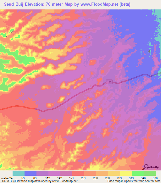 Seud Buij,Eritrea Elevation Map