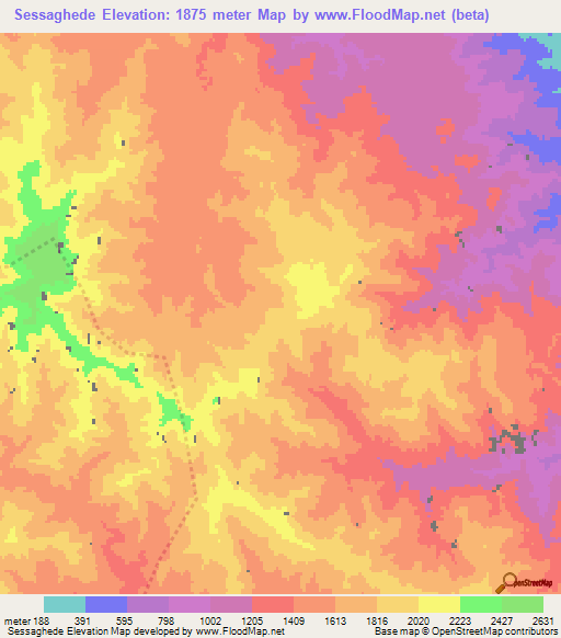 Sessaghede,Eritrea Elevation Map