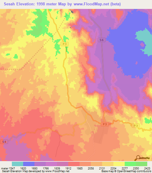 Sesah,Eritrea Elevation Map