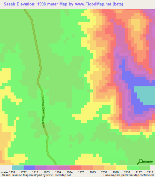 Sesah,Eritrea Elevation Map