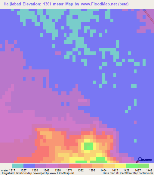 Hajjiabad,Iran Elevation Map