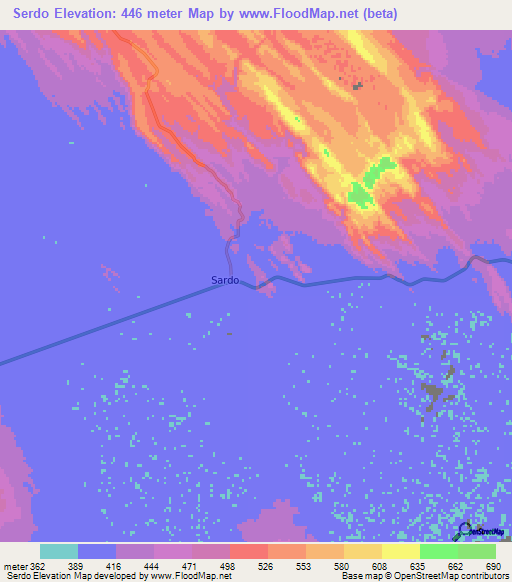 Serdo,Ethiopia Elevation Map