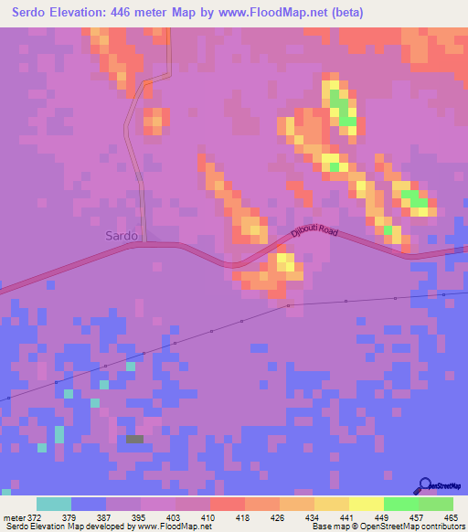 Serdo,Ethiopia Elevation Map