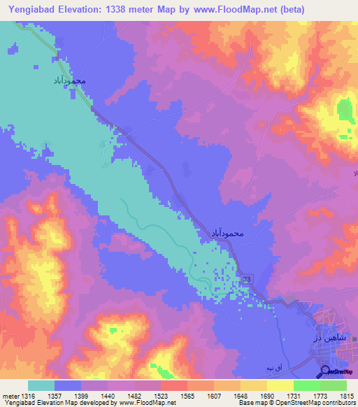 Yengiabad,Iran Elevation Map